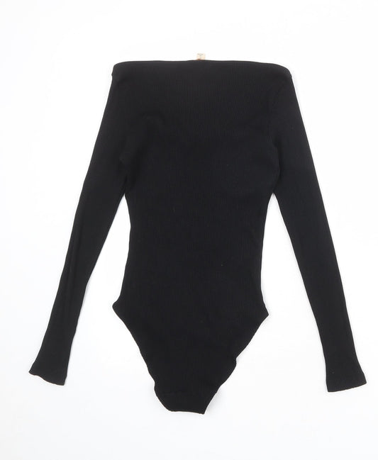 H&M Womens Black Viscose Bodysuit One-Piece Size 12 Pullover