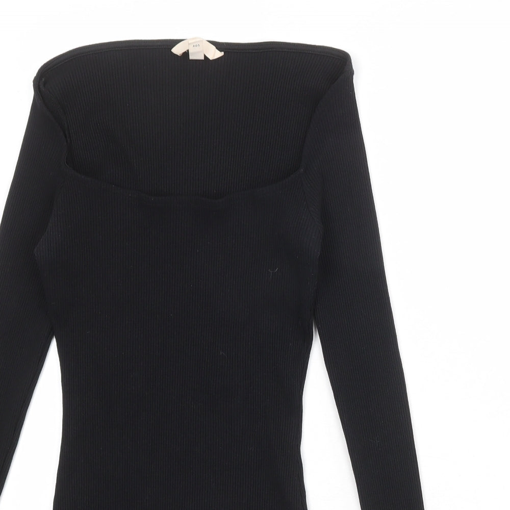 H&M Womens Black Viscose Bodysuit One-Piece Size 12 Pullover