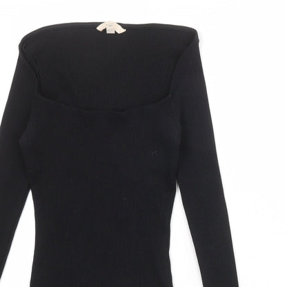 H&M Womens Black Viscose Bodysuit One-Piece Size 12 Pullover