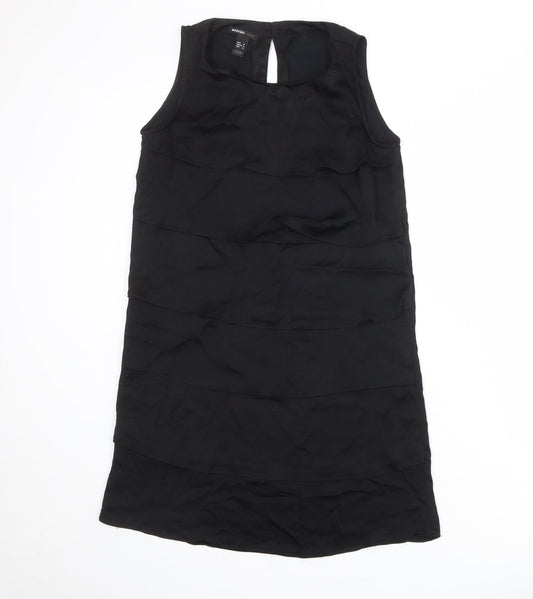 Mango Womens Black Polyester Shift Size M Round Neck Button