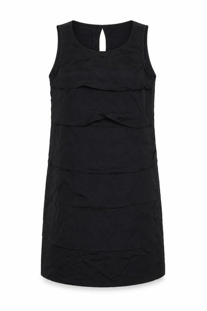 Mango Womens Black Polyester Shift Size M Round Neck Button