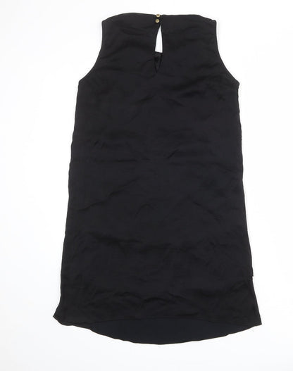 Mango Womens Black Polyester Shift Size M Round Neck Button