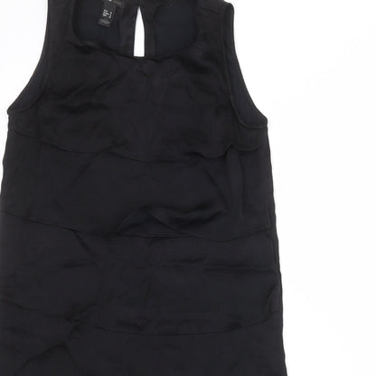 Mango Womens Black Polyester Shift Size M Round Neck Button