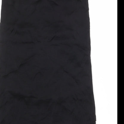 Mango Womens Black Polyester Shift Size M Round Neck Button