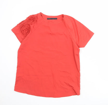 Womens UK Size M Zara Red Basic Blouse