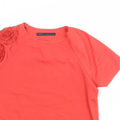 Womens UK Size M Zara Red Basic Blouse
