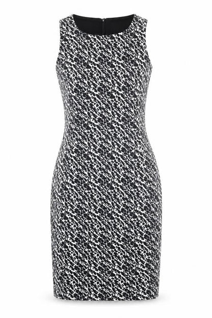 H&M Womens Black Geometric Polyester Shift Size S Round Neck Zip