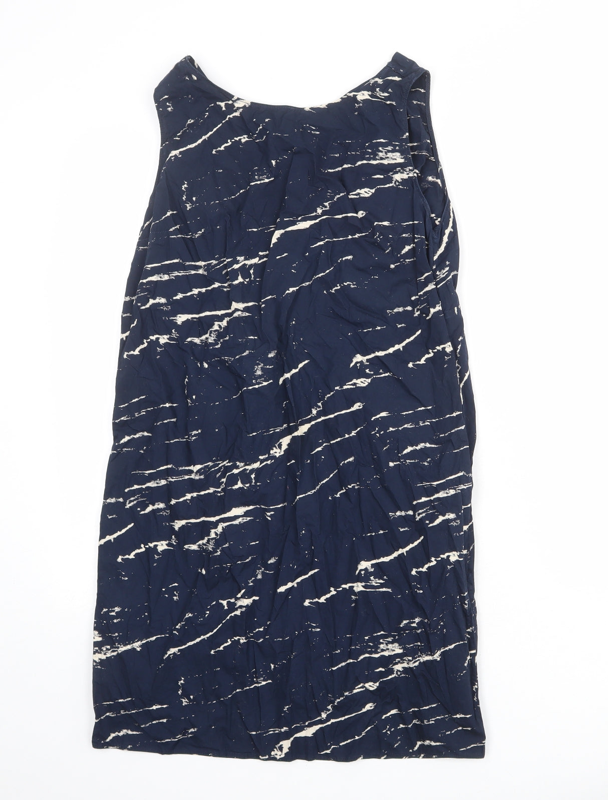 Gap Womens Blue Geometric 100% Cotton Shift Size S Round Neck Pullover - Twist Detail on Back