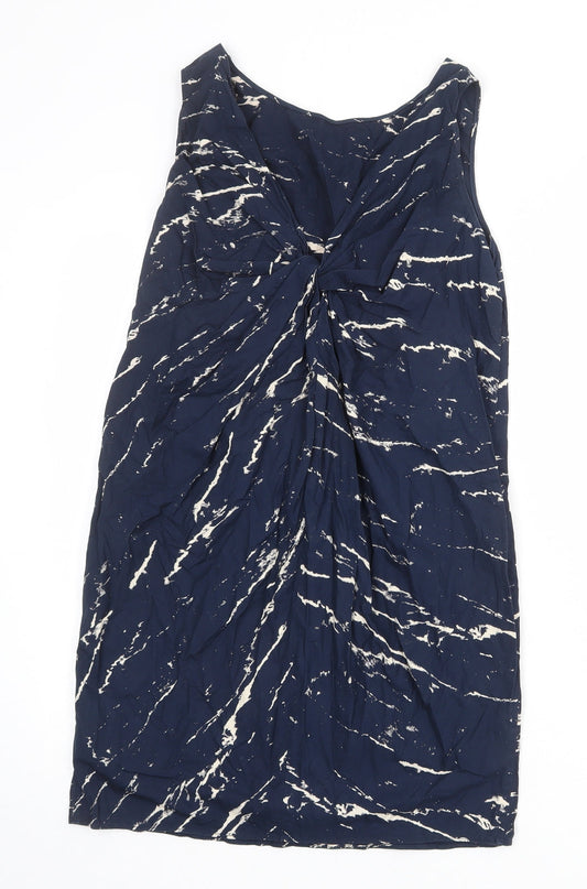 Gap Womens Blue Geometric 100% Cotton Shift Size S Round Neck Pullover - Twist Detail on Back