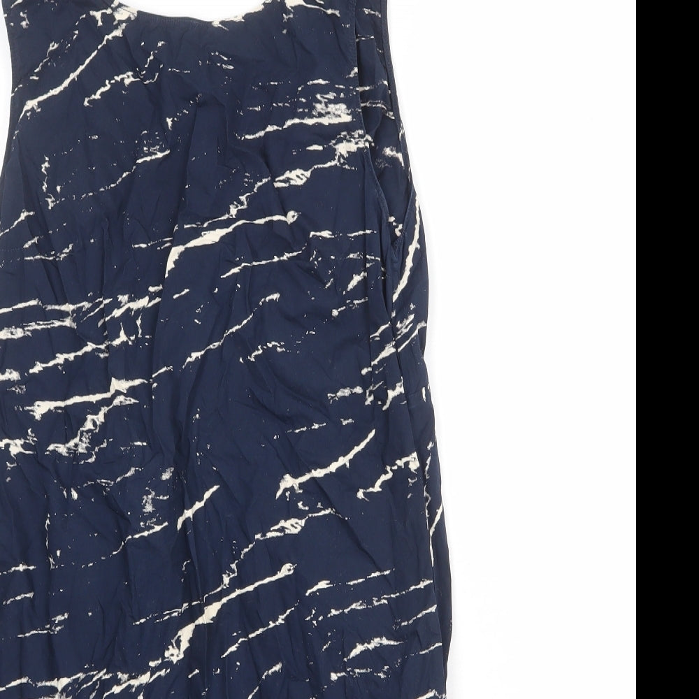 Gap Womens Blue Geometric 100% Cotton Shift Size S Round Neck Pullover - Twist Detail on Back