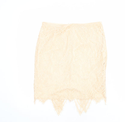 Missguided Womens Pink Geometric Polyester A-Line Skirt Size 10 Zip