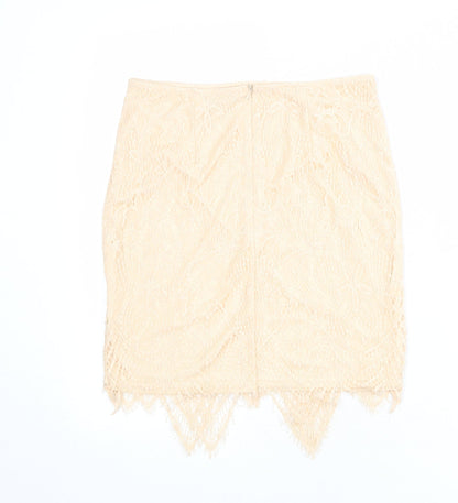 Missguided Womens Pink Geometric Polyester A-Line Skirt Size 10 Zip