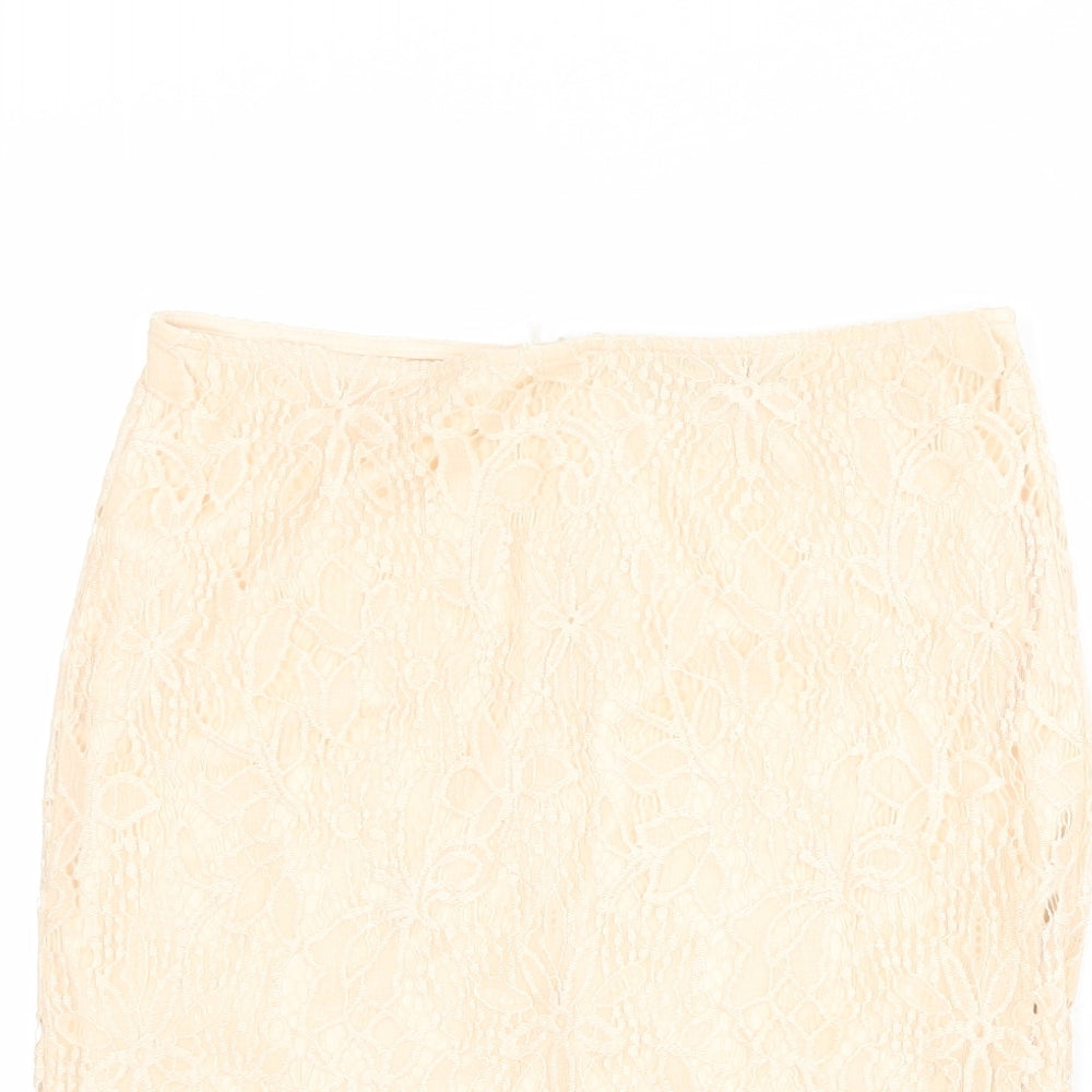 Missguided Womens Pink Geometric Polyester A-Line Skirt Size 10 Zip