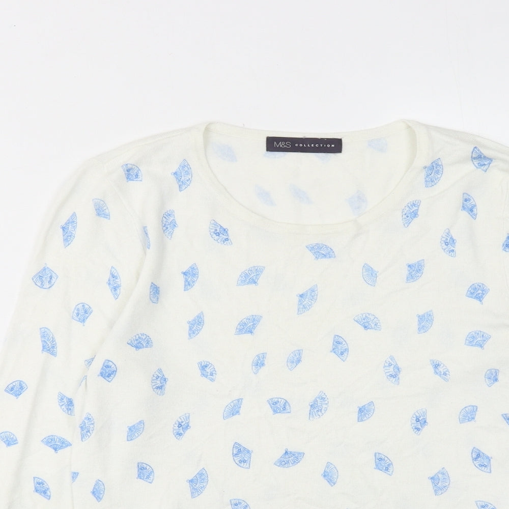 Womens UK Size 12 Marks and Spencer White Pullover Jumper