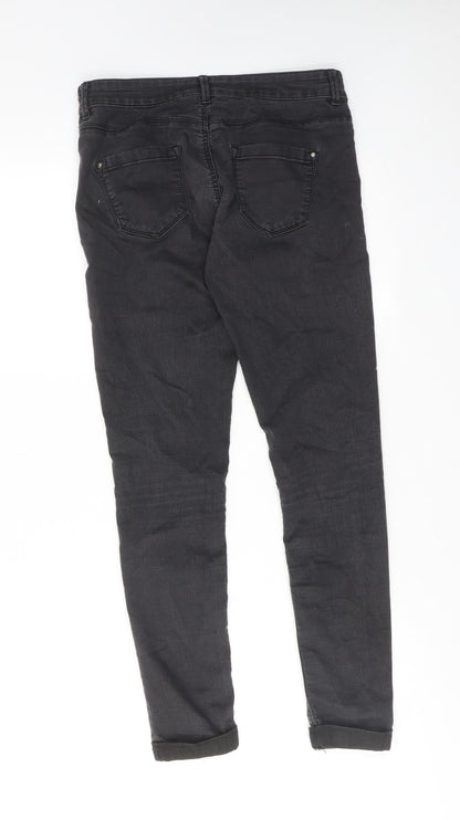 Topshop Womens Black Cotton Skinny Jeans Size 28 in L28 in Regular Zip