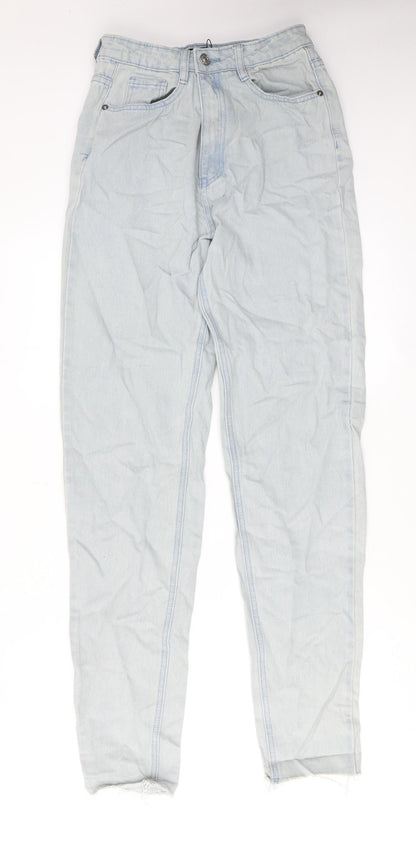 Missguided Womens Blue Cotton Tapered Jeans Size 8 Regular Zip
