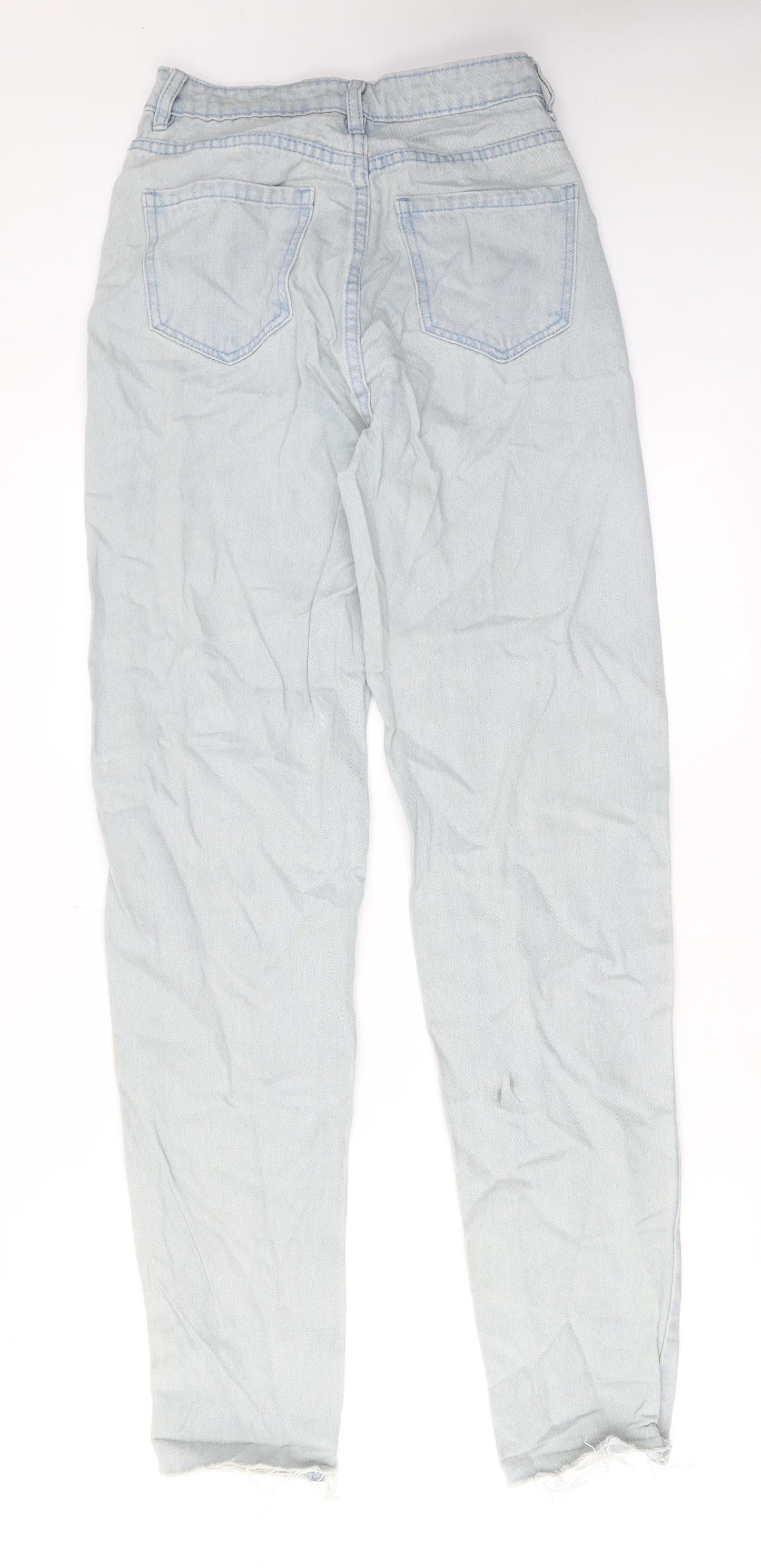 Missguided Womens Blue Cotton Tapered Jeans Size 8 Regular Zip