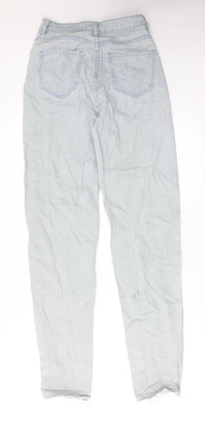 Missguided Womens Blue Cotton Tapered Jeans Size 8 Regular Zip