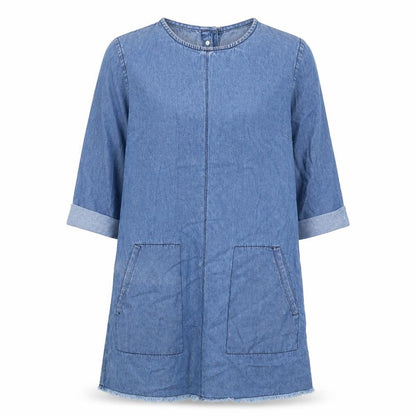 Boohoo Womens Blue Cotton Shift Size 8 Boat Neck Button