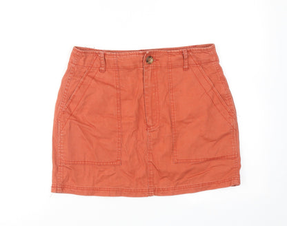 FOREVER 21 Womens Orange Cotton Mini Skirt Size M Zip