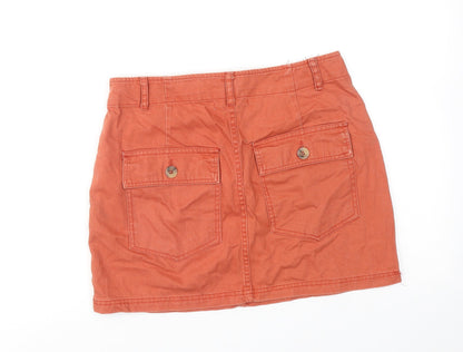 FOREVER 21 Womens Orange Cotton Mini Skirt Size M Zip