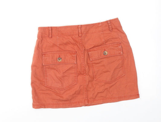 FOREVER 21 Womens Orange Cotton Mini Skirt Size M Zip