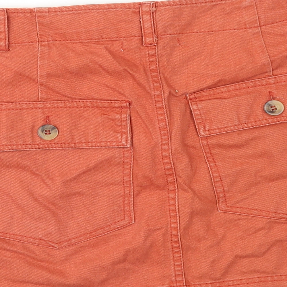 FOREVER 21 Womens Orange Cotton Mini Skirt Size M Zip