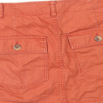 FOREVER 21 Womens Orange Cotton Mini Skirt Size M Zip