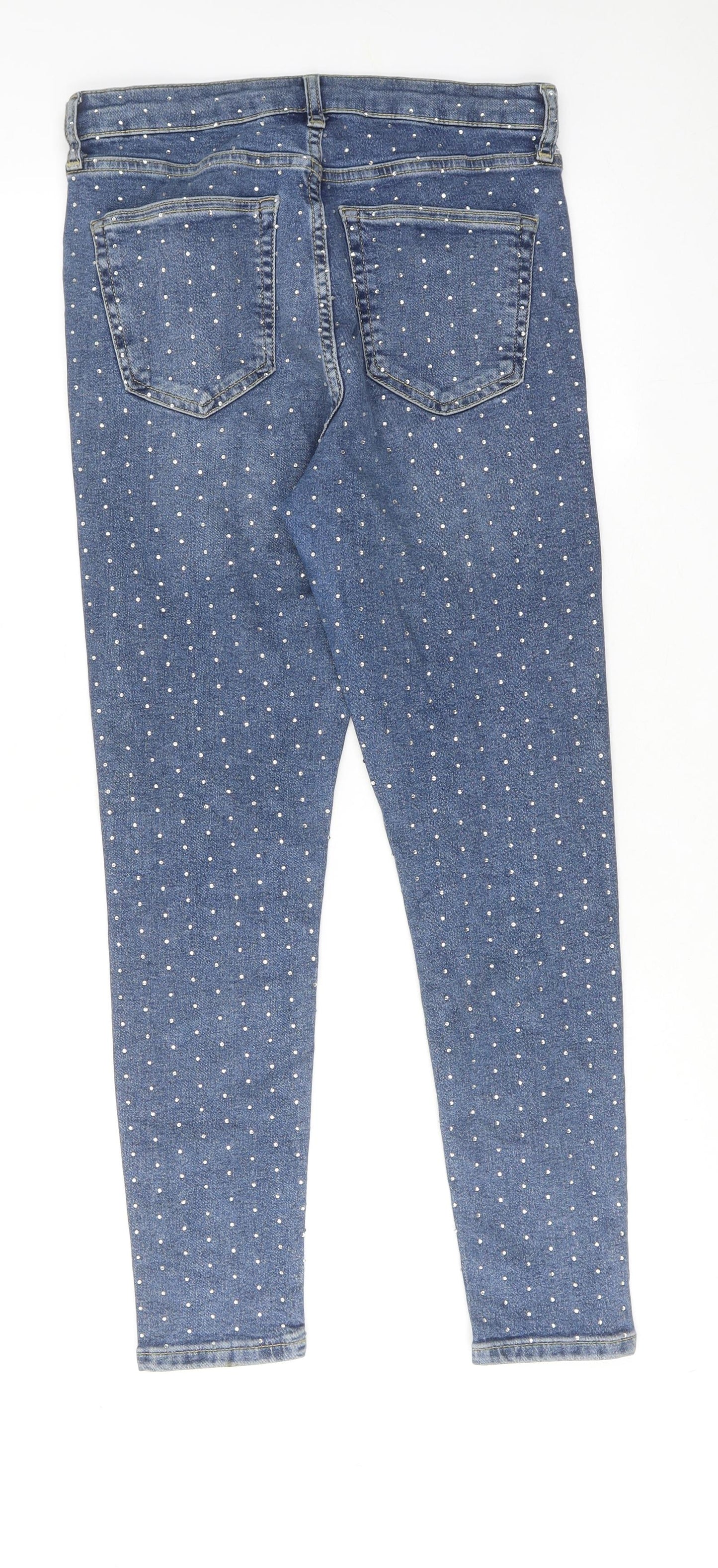 Topshop Womens Blue Cotton Skinny Jeans Size 30 in L30 in Regular Zip