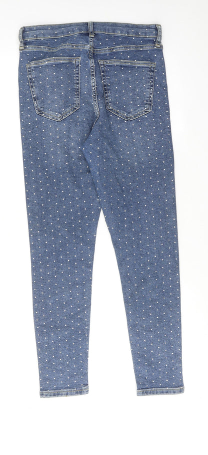 Topshop Womens Blue Cotton Skinny Jeans Size 30 in L30 in Regular Zip