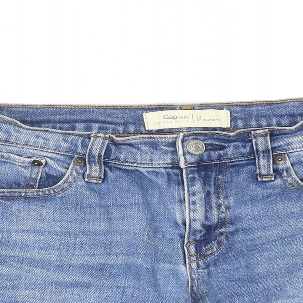 Gap Womens Blue Cotton Mom Shorts Size 25 in Regular Zip - Distressed look