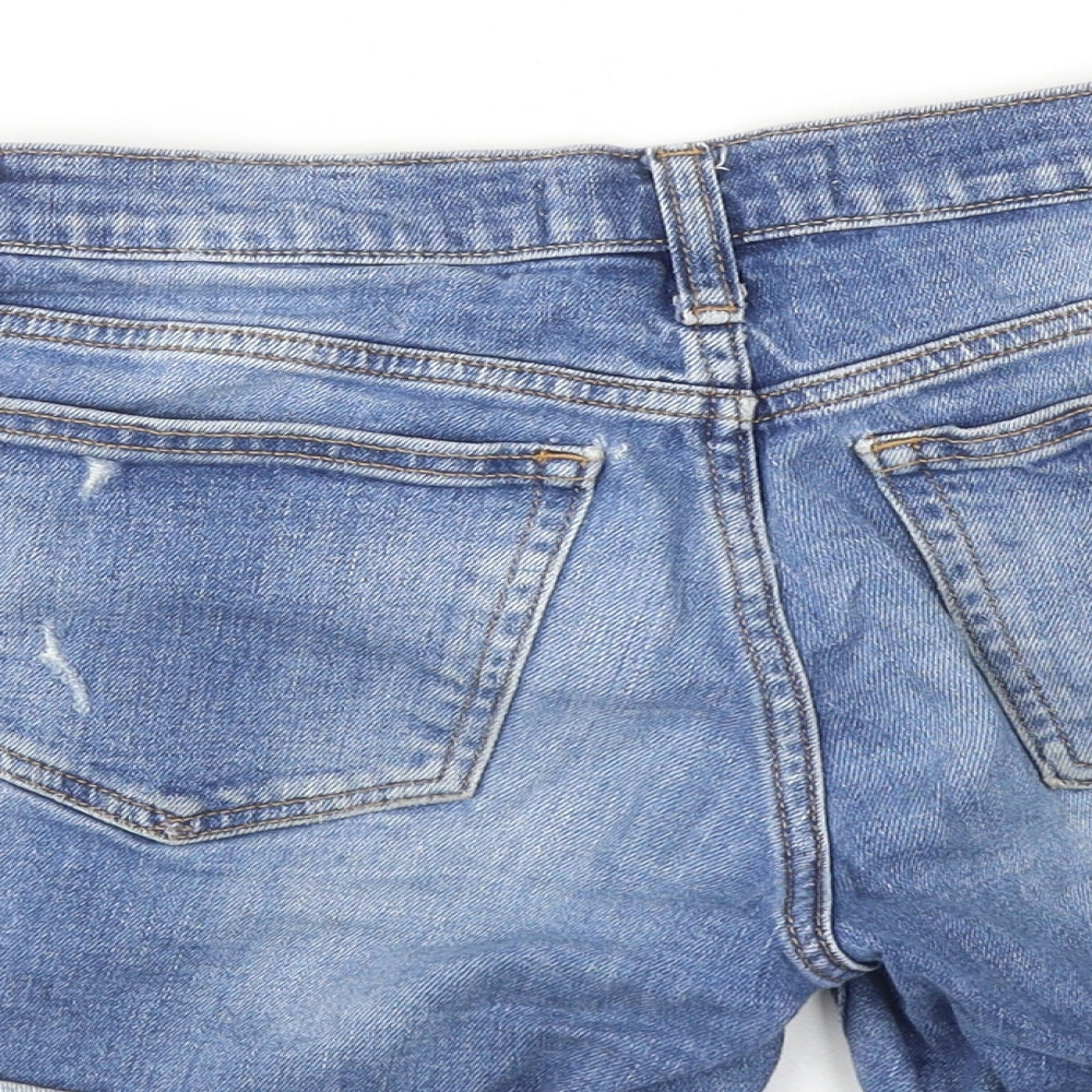 Gap Womens Blue Cotton Mom Shorts Size 25 in Regular Zip - Distressed look