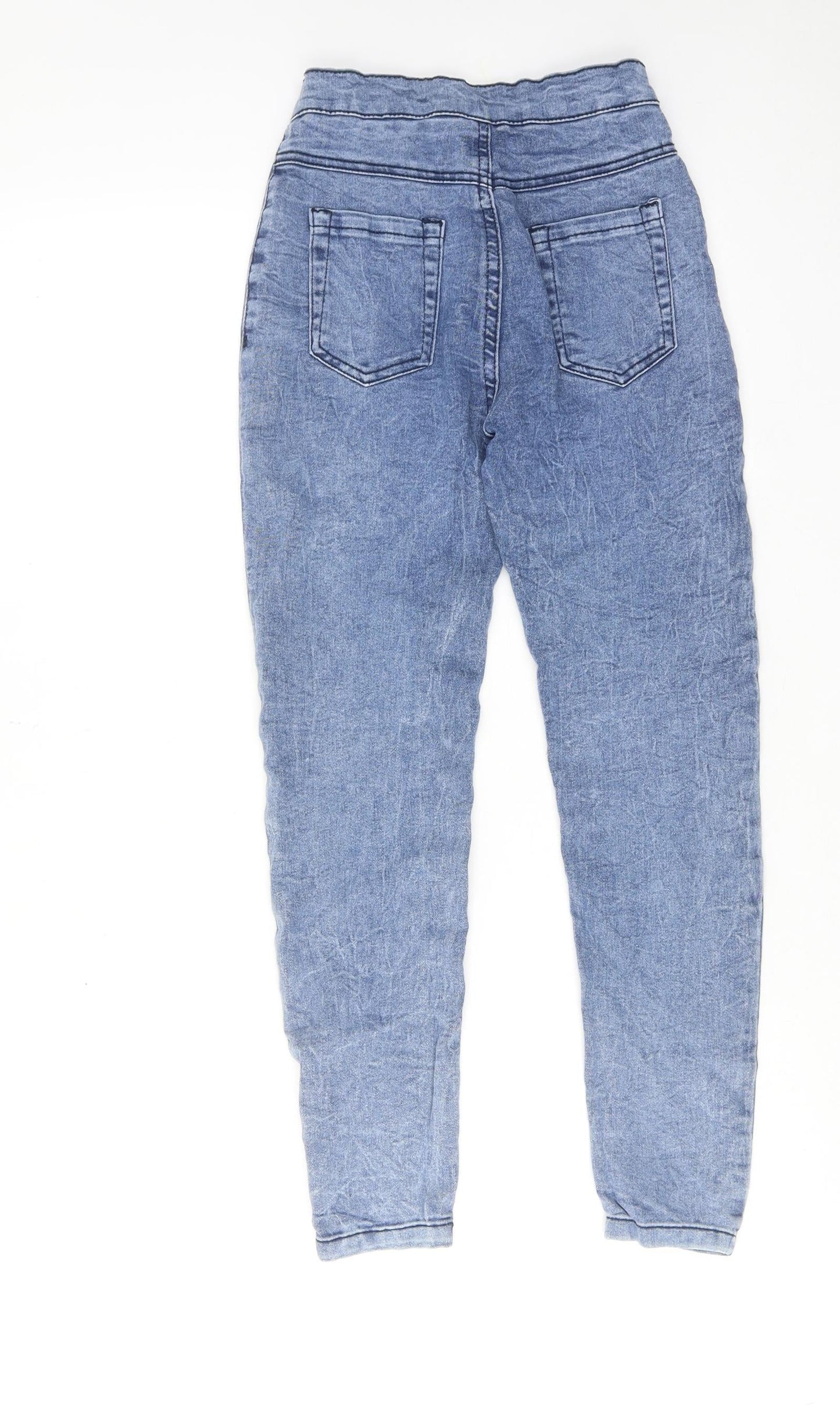 Pep&Co Girls Blue Cotton Skinny Jeans Size 11-12 Years Regular Zip