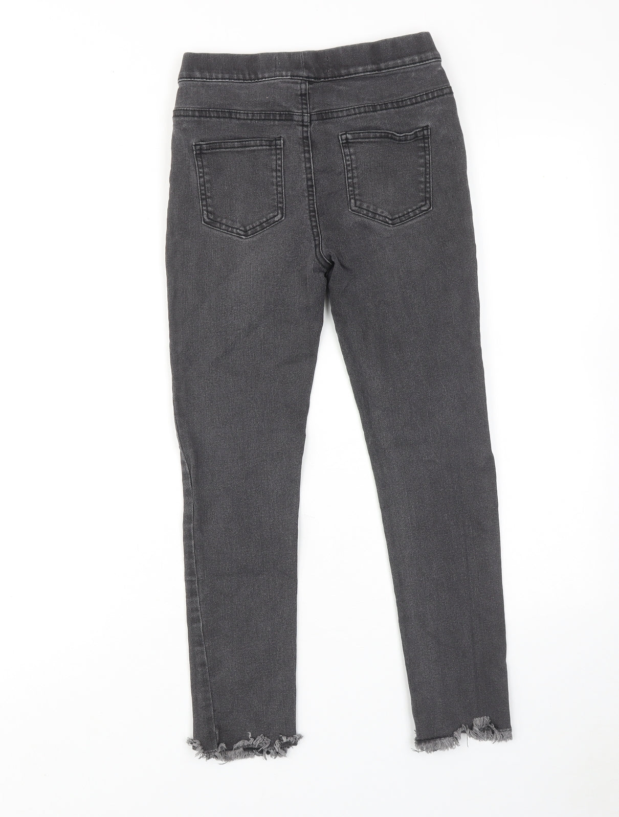 Denim & Co. Girls Grey Cotton Skinny Jeans Size 10-11 Years Regular Pullover