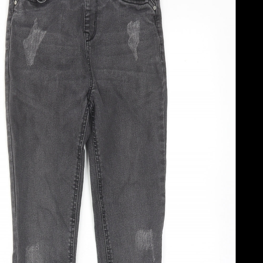 Denim & Co. Girls Grey Cotton Skinny Jeans Size 10-11 Years Regular Pullover