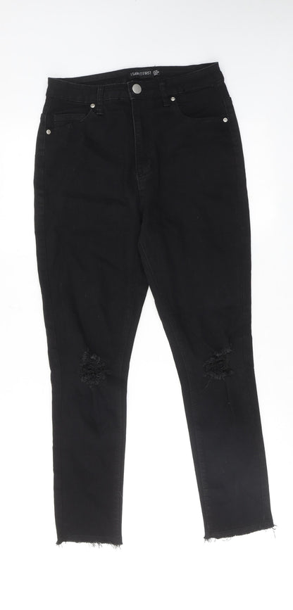 I SAW IT FIRST Womens Black Cotton Skinny Jeans Size 10 Regular Zip
