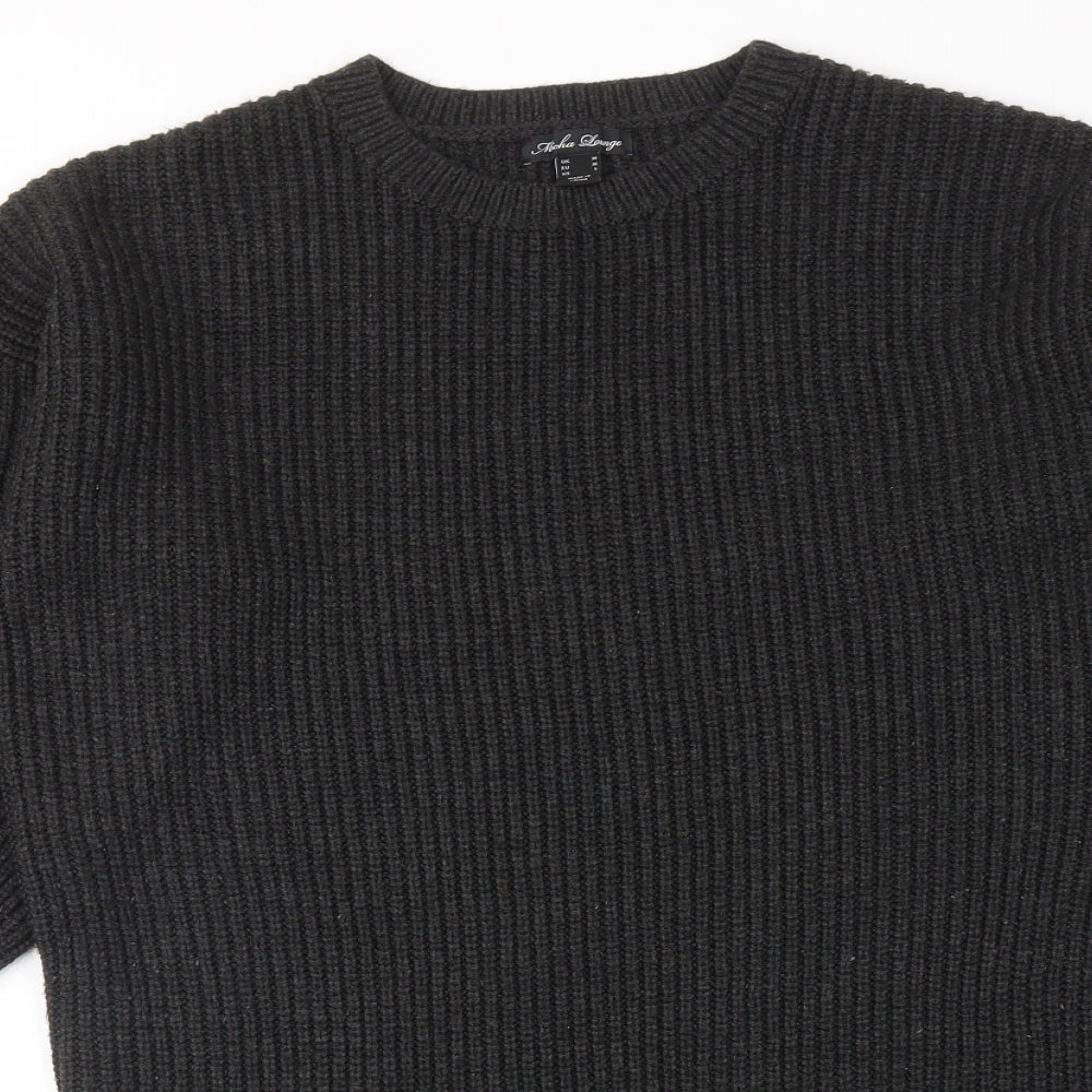 Micha Lounge Womens Grey Acrylic Jumper Dress Size M Round Neck Pullover