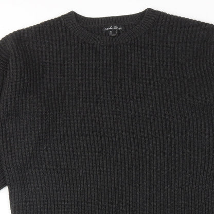 Micha Lounge Womens Grey Acrylic Jumper Dress Size M Round Neck Pullover