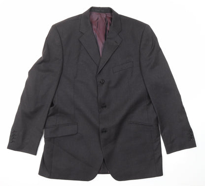 Angelico Mens Black Wool Jacket Suit Jacket Size 42 Regular