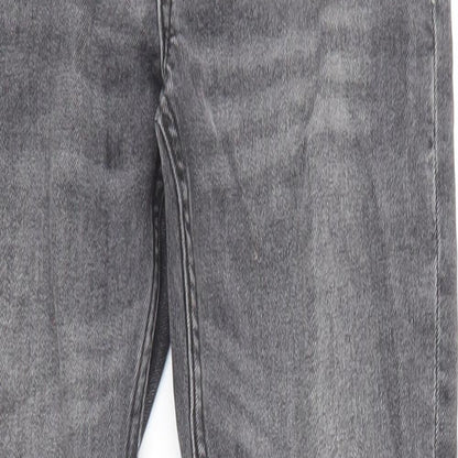 H&M Girls Black Cotton Skinny Jeans Size 9-10 Years Regular Zip - Distressed