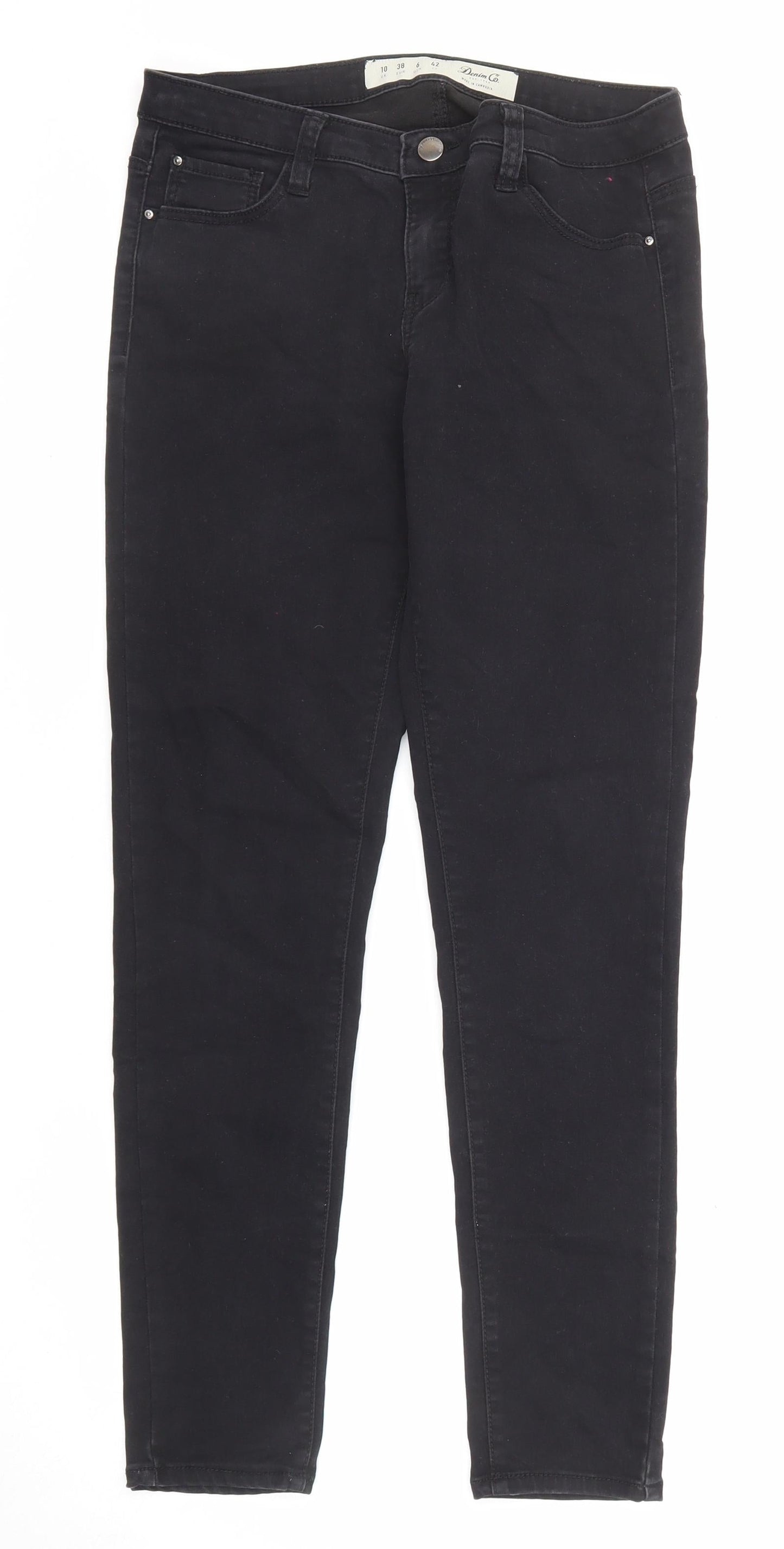 Denim & Co. Womens Black Cotton Skinny Jeans Size 10 Regular Zip