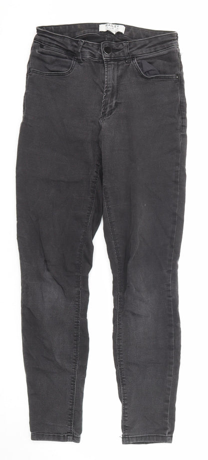 Dorothy Perkins Womens Grey Cotton Skinny Jeans Size 8 Regular Zip