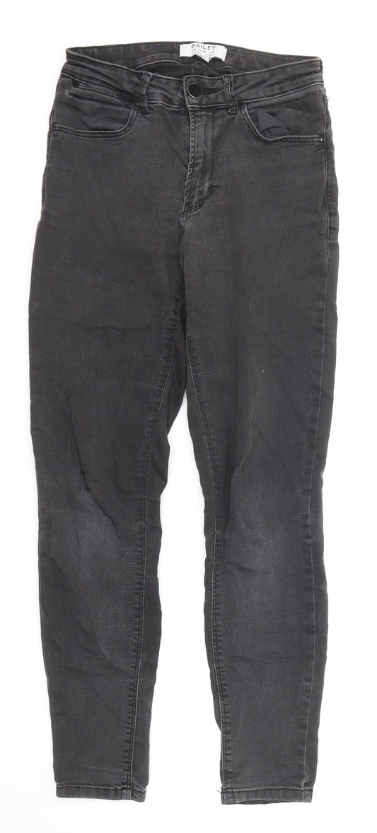 Dorothy Perkins Womens Grey Cotton Skinny Jeans Size 8 Regular Zip