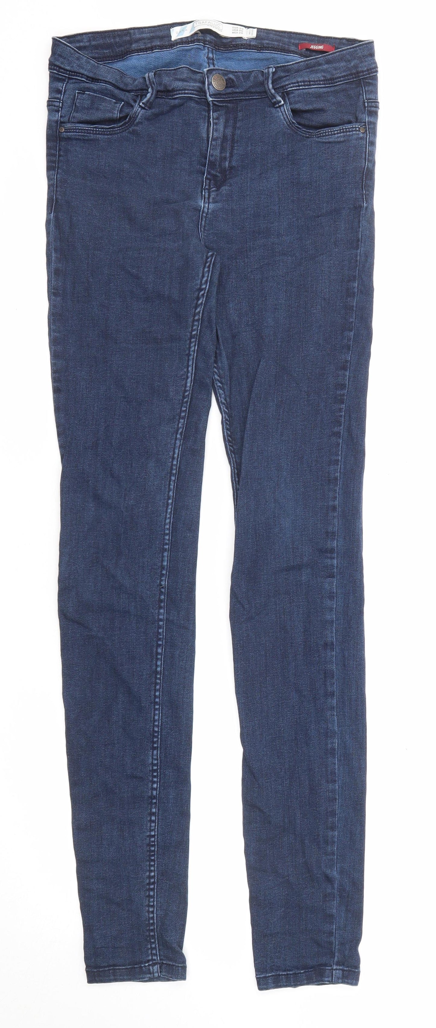Zara Womens Blue Cotton Skinny Jeans Size 10 Regular Zip