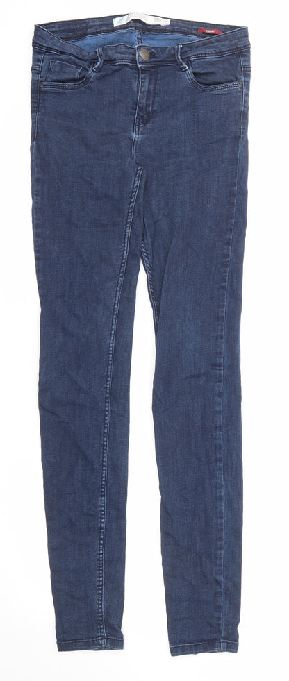 Zara Womens Blue Cotton Skinny Jeans Size 10 Regular Zip