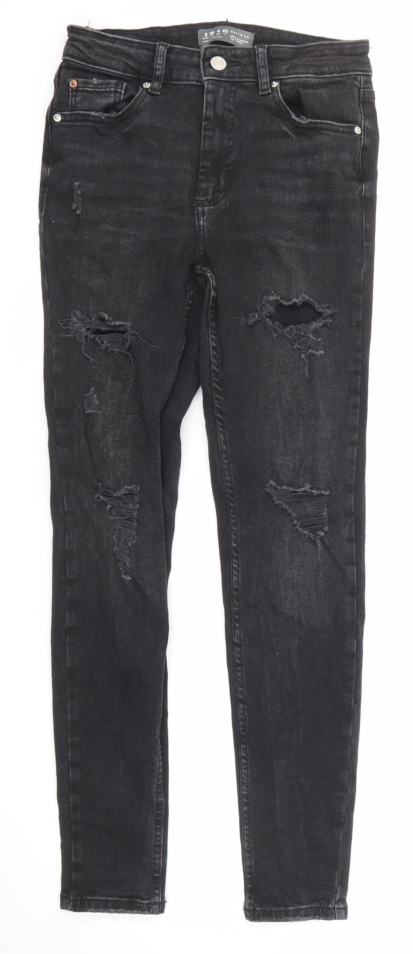 Denim & Co. Womens Black Cotton Skinny Jeans Size 8 Regular Zip