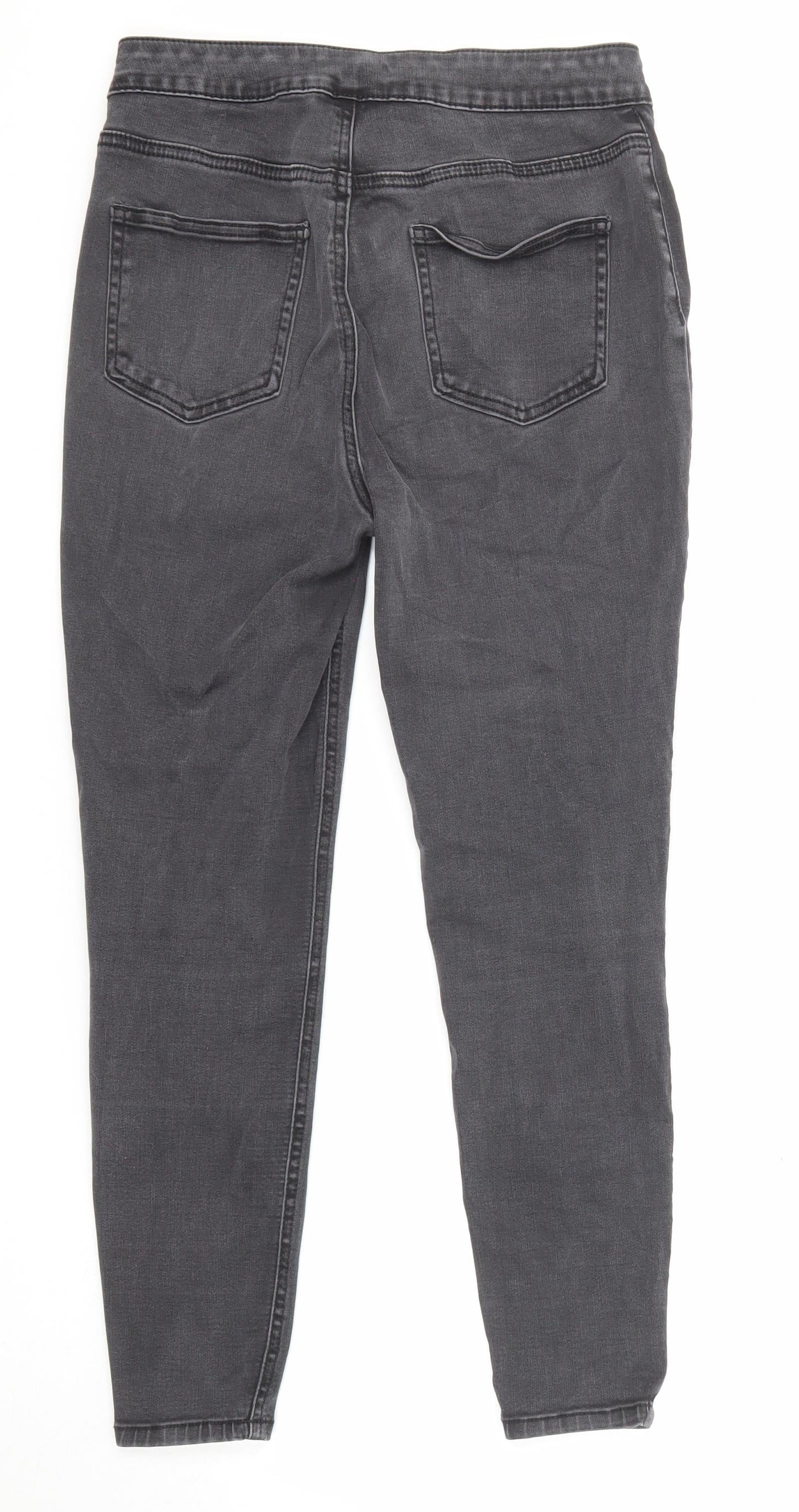 TU Womens Grey Cotton Skinny Jeans Size 12 Regular Zip