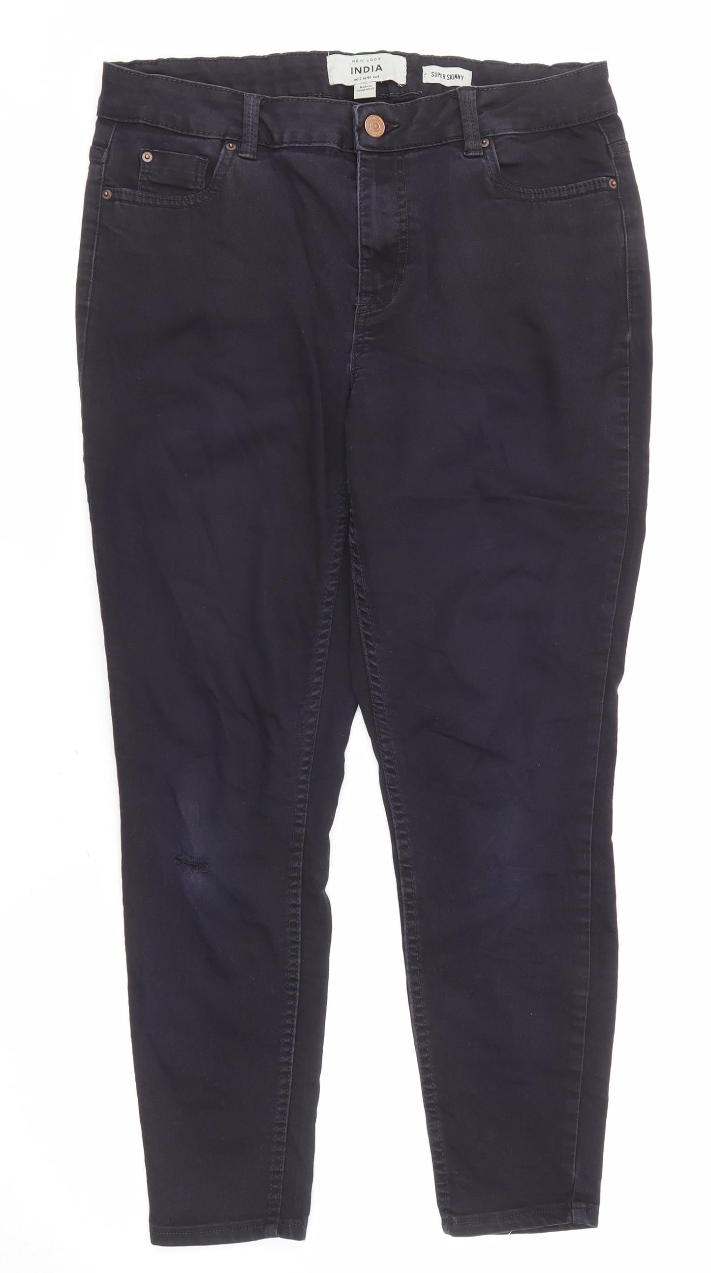 New Look Womens Black Cotton Skinny Jeans Size 12 Regular Zip