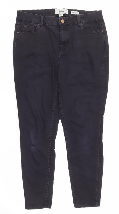 New Look Womens Black Cotton Skinny Jeans Size 12 Regular Zip