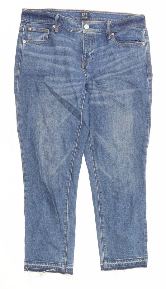 Gap Womens Blue Cotton Tapered Jeans Size 32 in Regular Zip